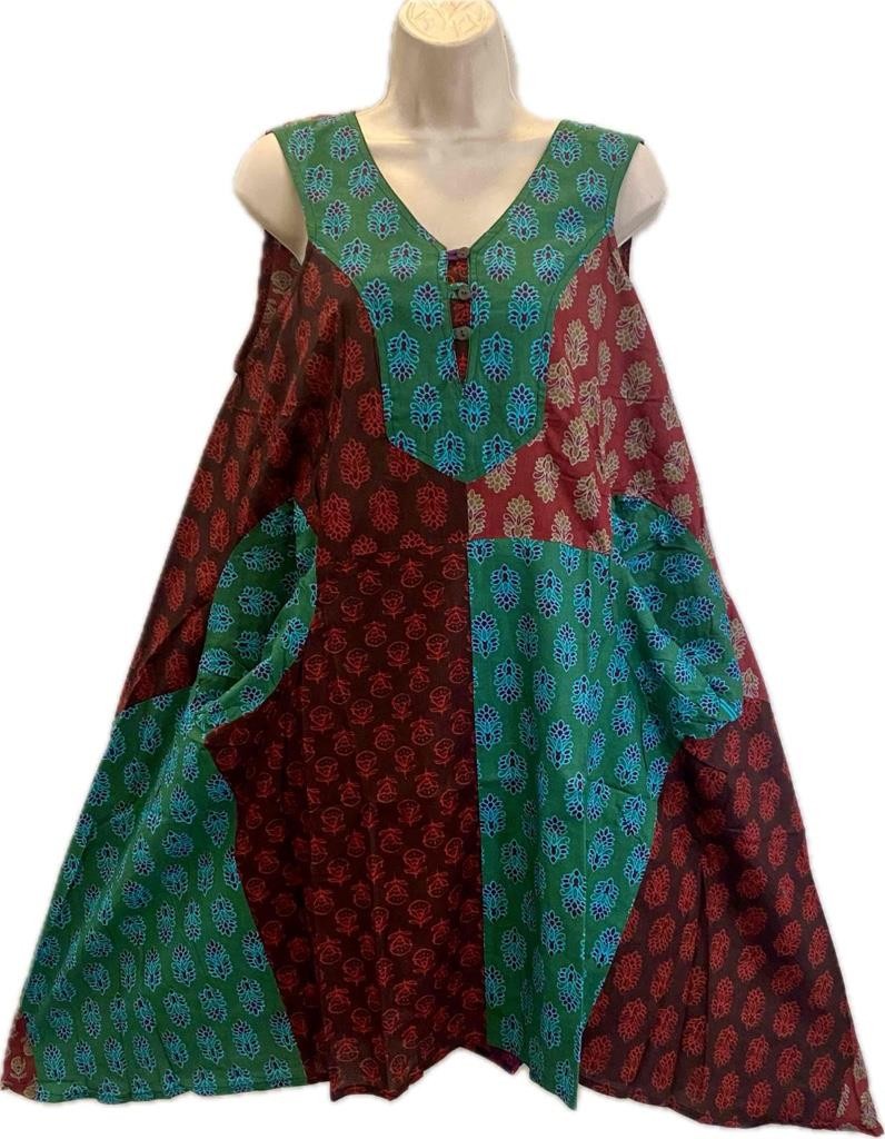 Sacred Threads Hippie Boho Gypsy Festival Patchwork Big Pocket Dress 224202 L/XL