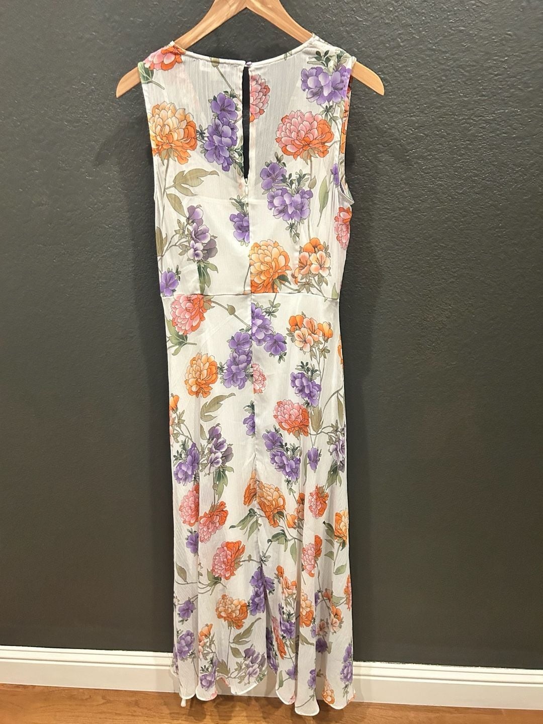 Calvin Klein Sleeveless Floral Chiffon High-Low Maxi Dress Size 8