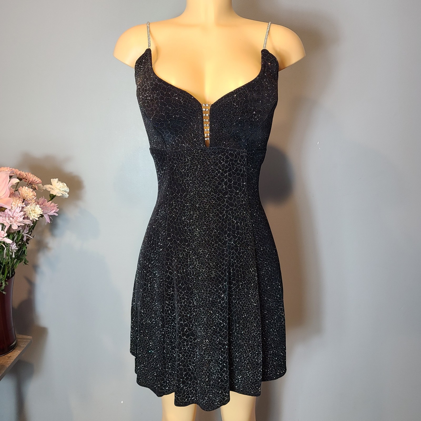 Bari Jay Vtg 90s Prom Mini Dress Fairy 10 Y2K Whimsigoth Wedding Guest Beaded