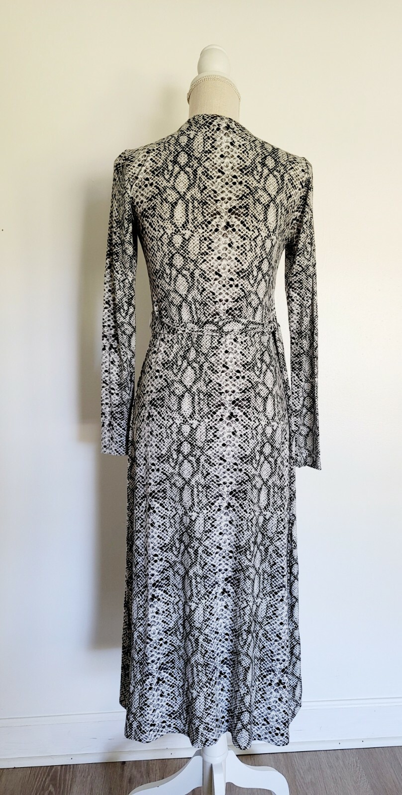 Good American Black White Python Runaround Midi Maxi Wrap Snakeskin Dress Small