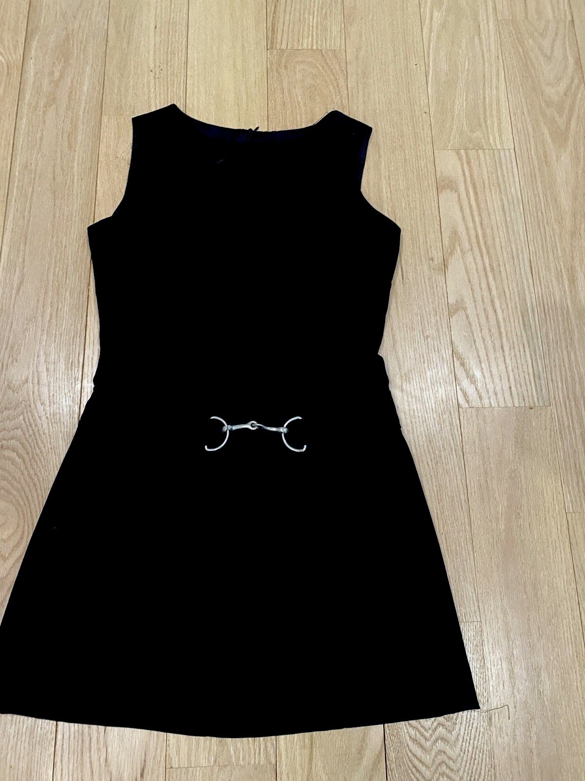 Vintage 90s Kenar Black Sleeveless Mini Dress Drop Waist Mod Size 8 LBD