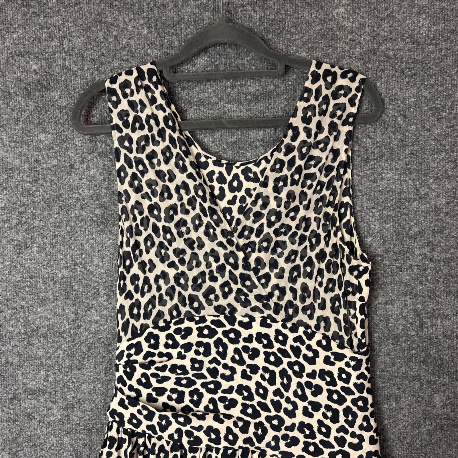 3.1 Phillip Lim Silk Leopard Print Sleeveless V Neck Midi Dress Women’s Size M