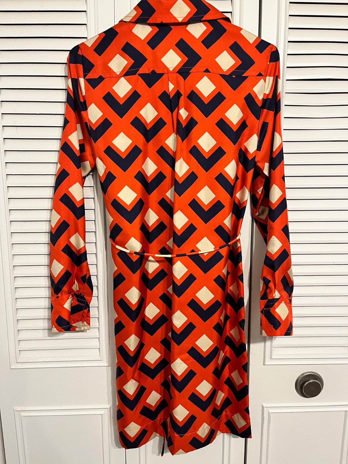 Banana Republic Mad Men Mod Retro Silk Geo Print Shirt Dress Size 2