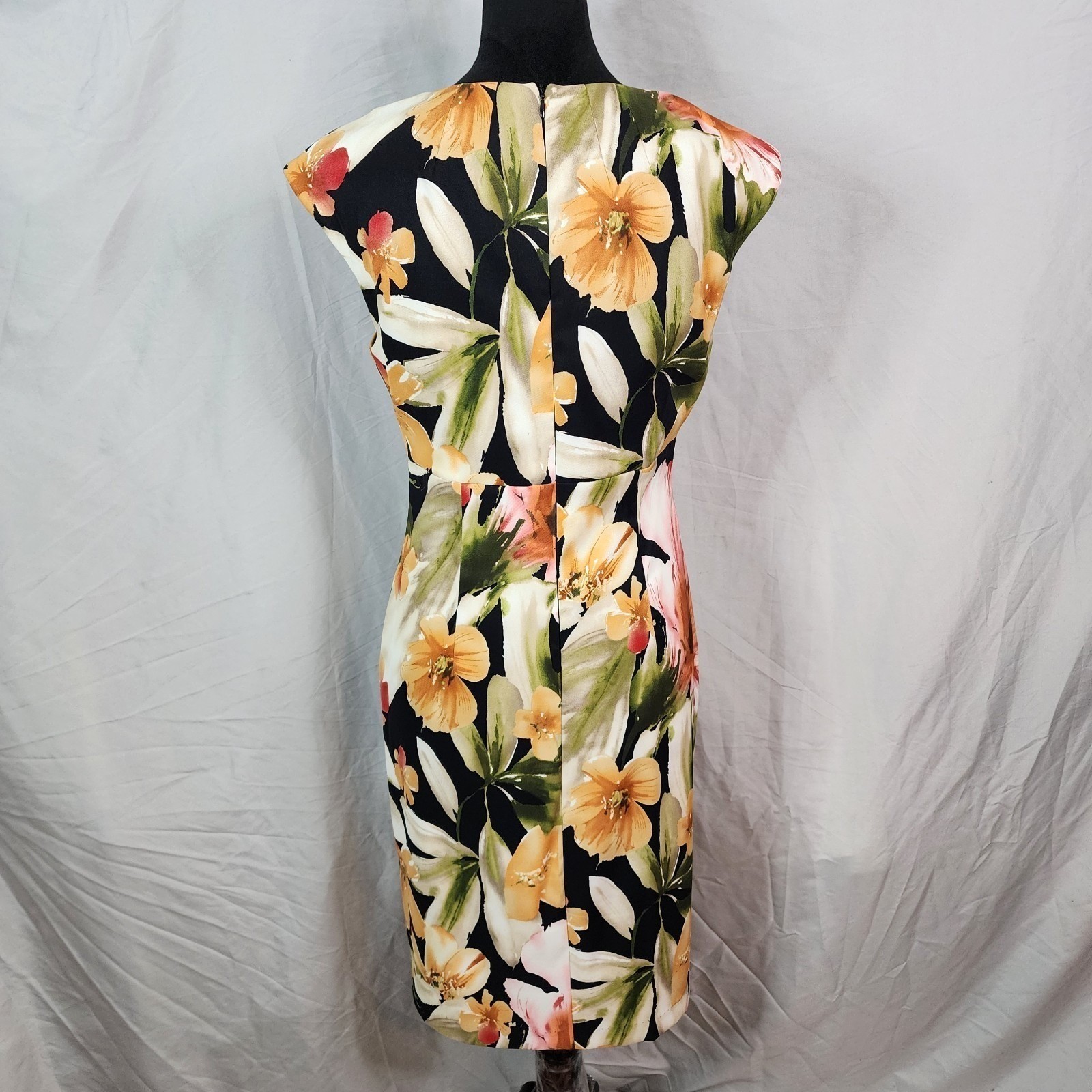 CONNECTED APPAREL Size 10 Floral Queen Anne Sweetheart Career Sheath Dress