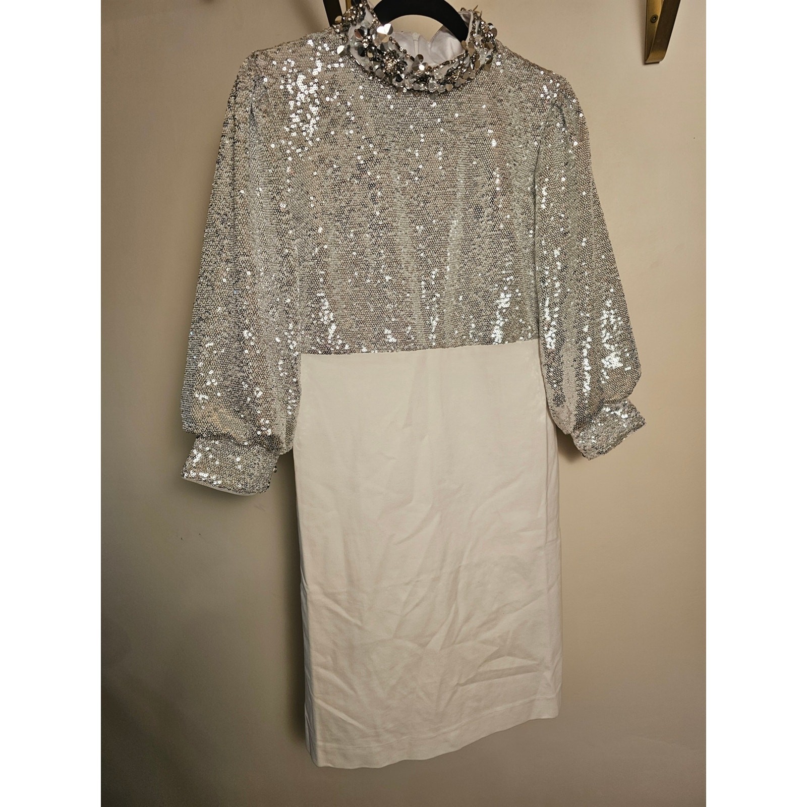 Boston Proper Silver Sequin Cocktail Dress