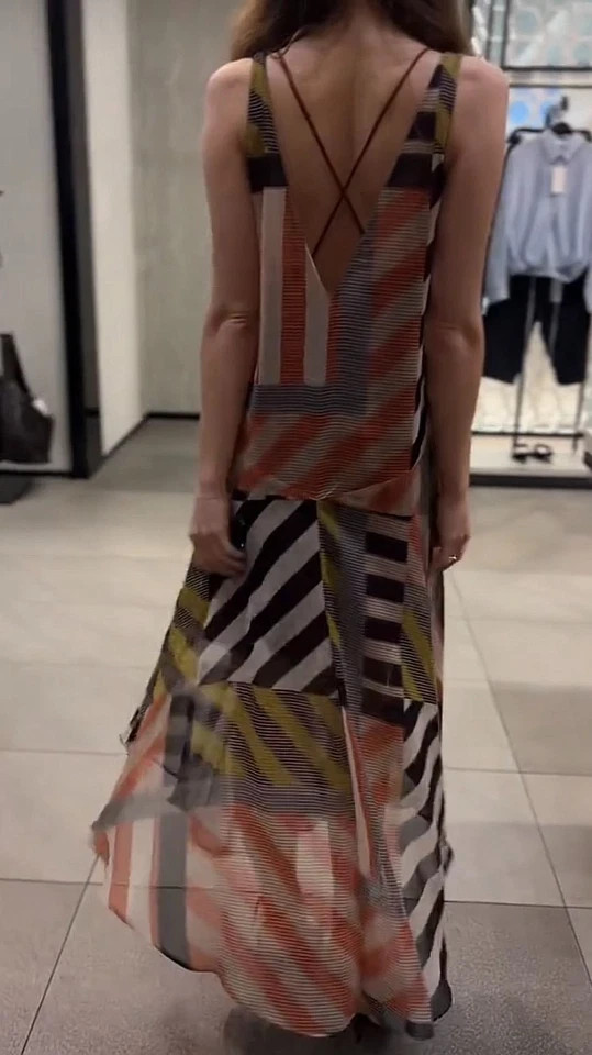 ZARA 2026 ASYMMETRIC MIDI PATCHWORK MULTICOLORED PRINT DRESS sz XS