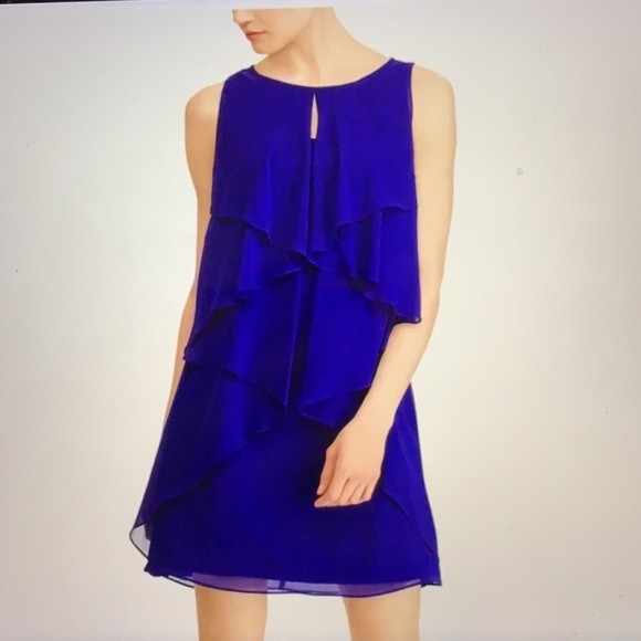 LAUREN Ralph Lauren Georgette Sheer Sleeveless Ruffled A-Line Cocktail Dress, 2