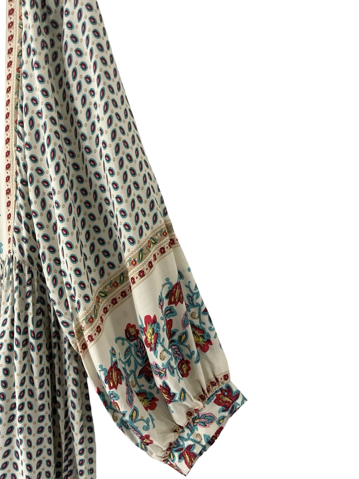 Boho Jane Dress Women S V Neck Tassel Cottagecore Peasant Floral Long Sleeves