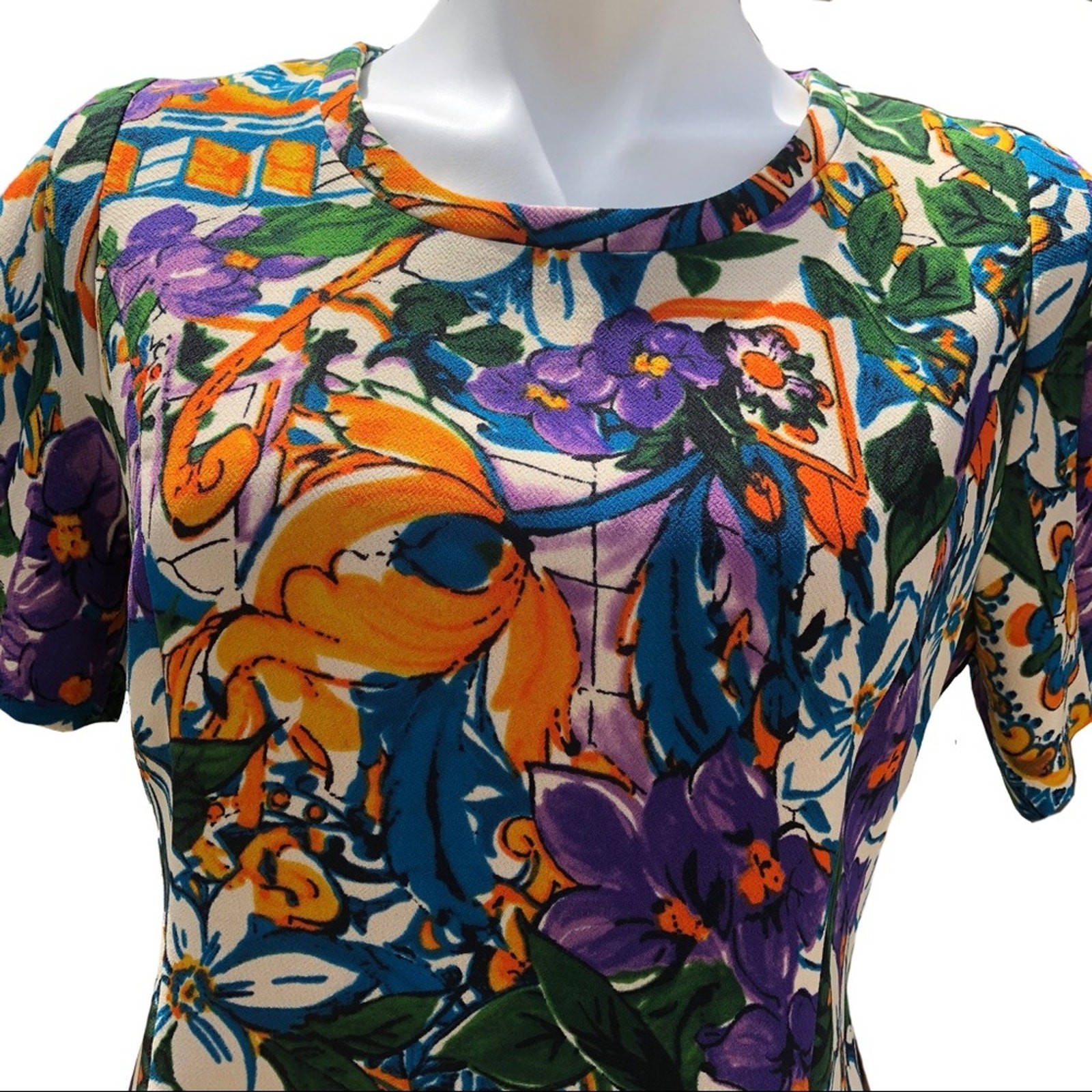 I. Madeline multi color floral lined sheath dress medium