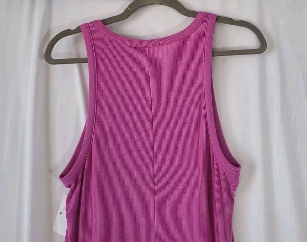 Beyond Yoga Womens Pink Ribbed Ease Into It Tank Midi Dress XL New W/Tags