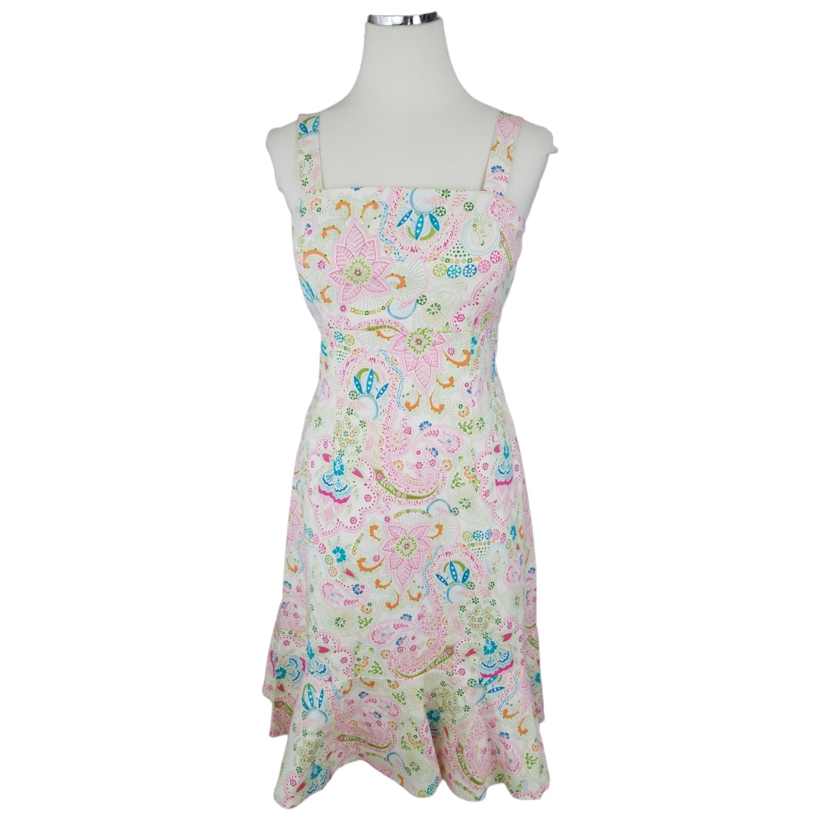 Vintage Karin Stevens Floral Midi Sundress Size 10 Cottagecore Ruffle Hem