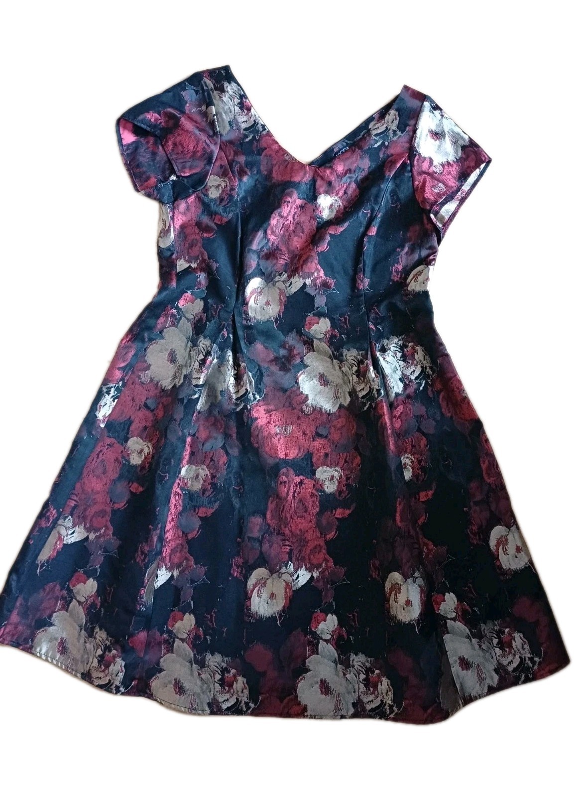George Women’s Black,Red,Gold Fit & Flare Knee Length Dress UK16 C36″