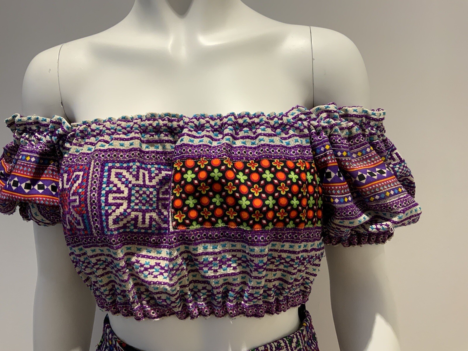 All Things Mochi Purple Hand Embroidered Set Skirt Matching Top SIZE S SMALL