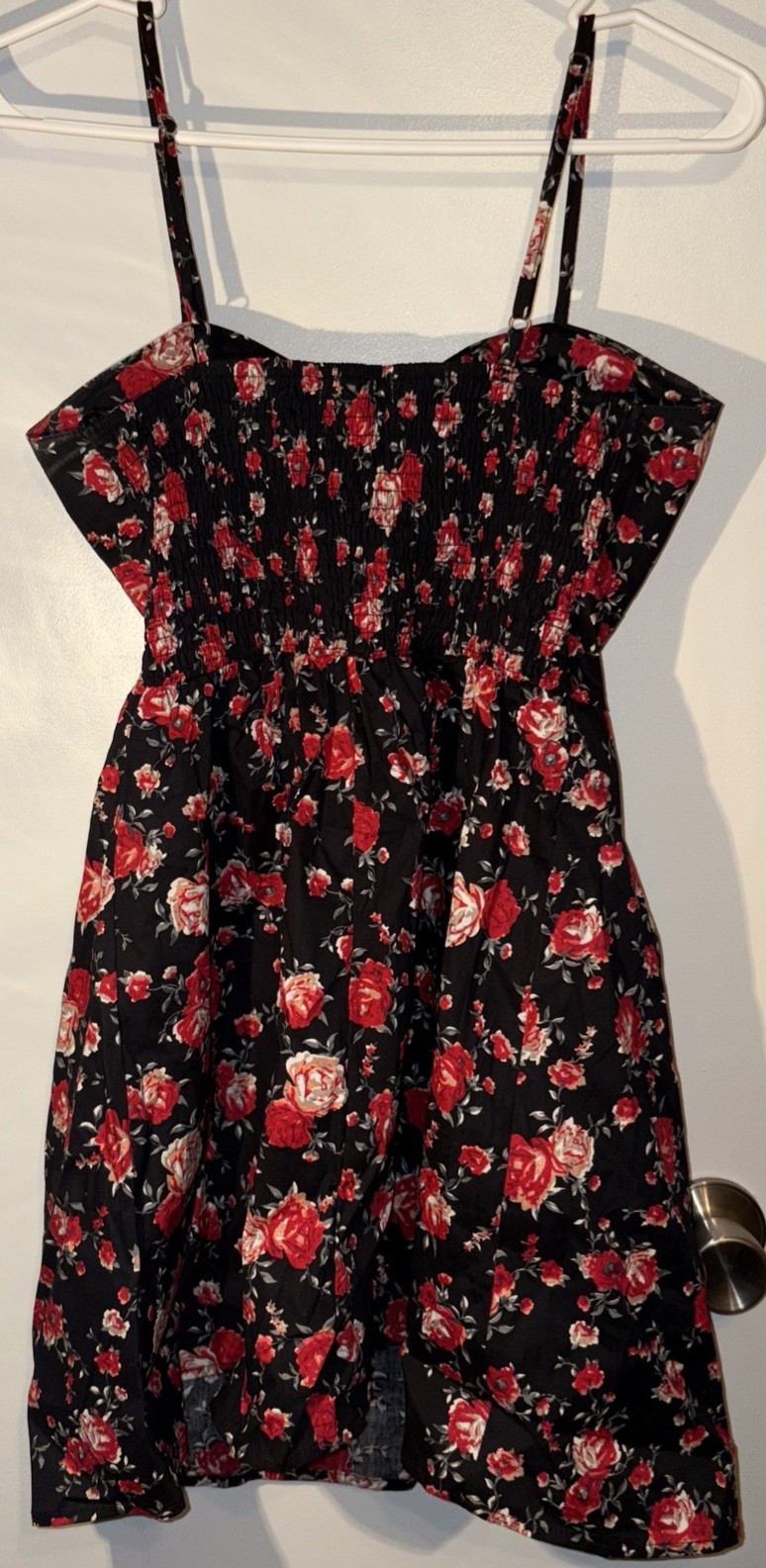 Black Red White Floral Sweetheart Neckline Fit & Flare Mini Dress