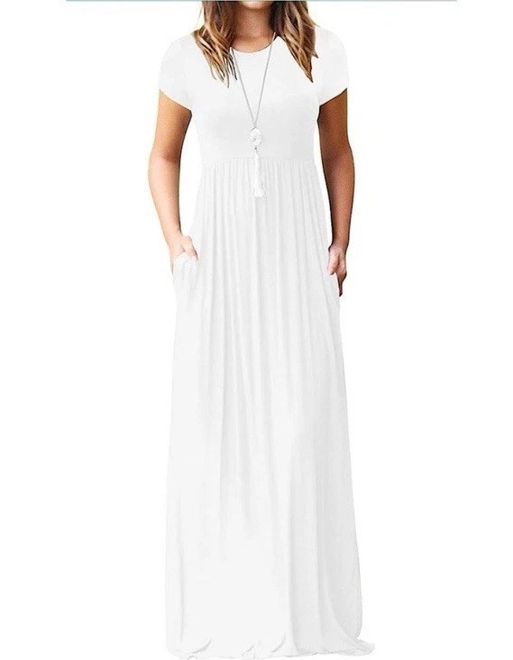 Whit Maxi Dress with Pockets Size Large