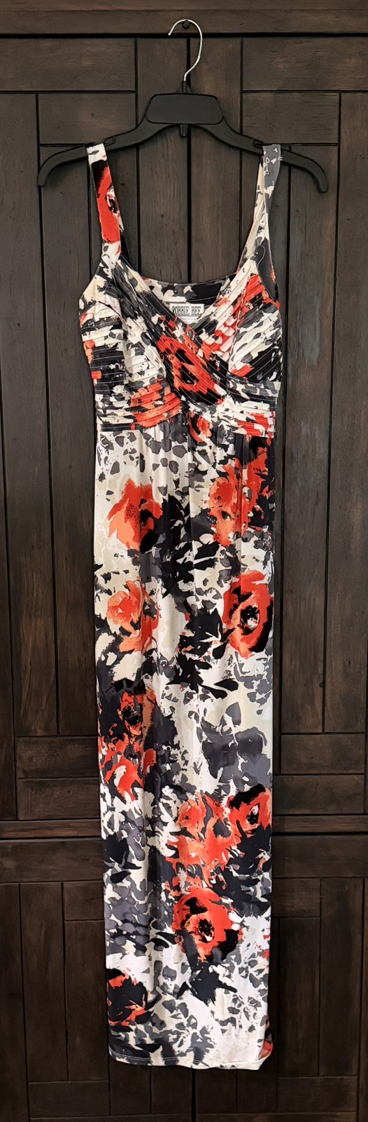 Robbie Bee Floral Sleeveless Sweetheart Maxi Dress Multicolor Red Black White S