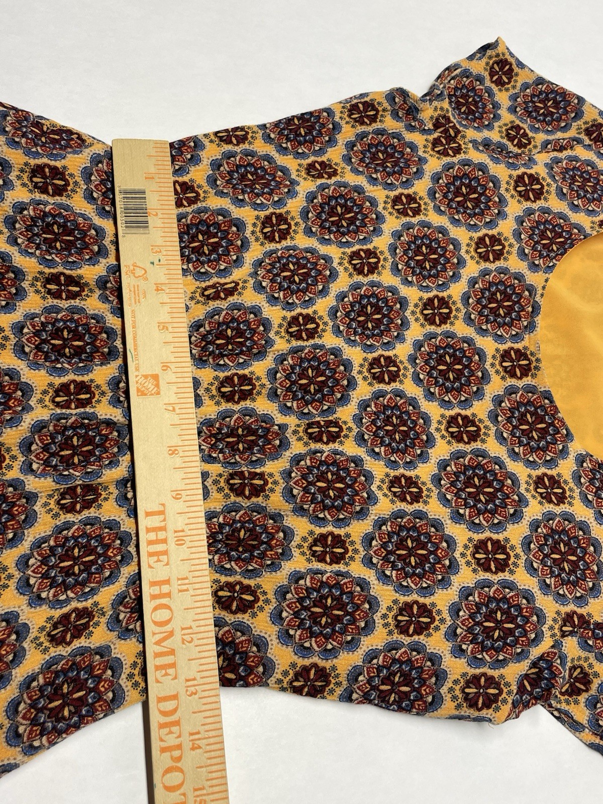 Golden Yellow Metallic Embroidered Mandala Dress Sz S Boho Funky Artsy Festival