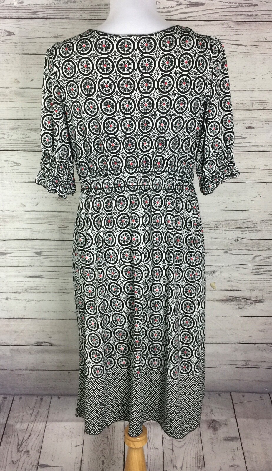 Max Edition Multicolor Geo Print Short Sleeve Surplice Blouson Dress Size M