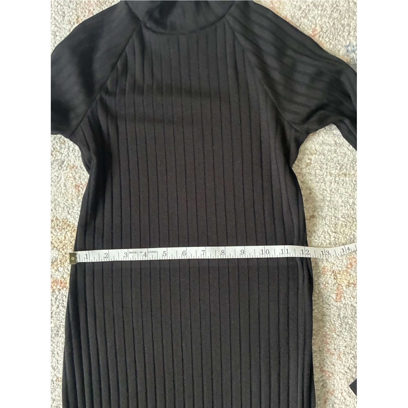 Black Ribbed Whimsy Goth Long Sleeve Maxi Dress – Size XS