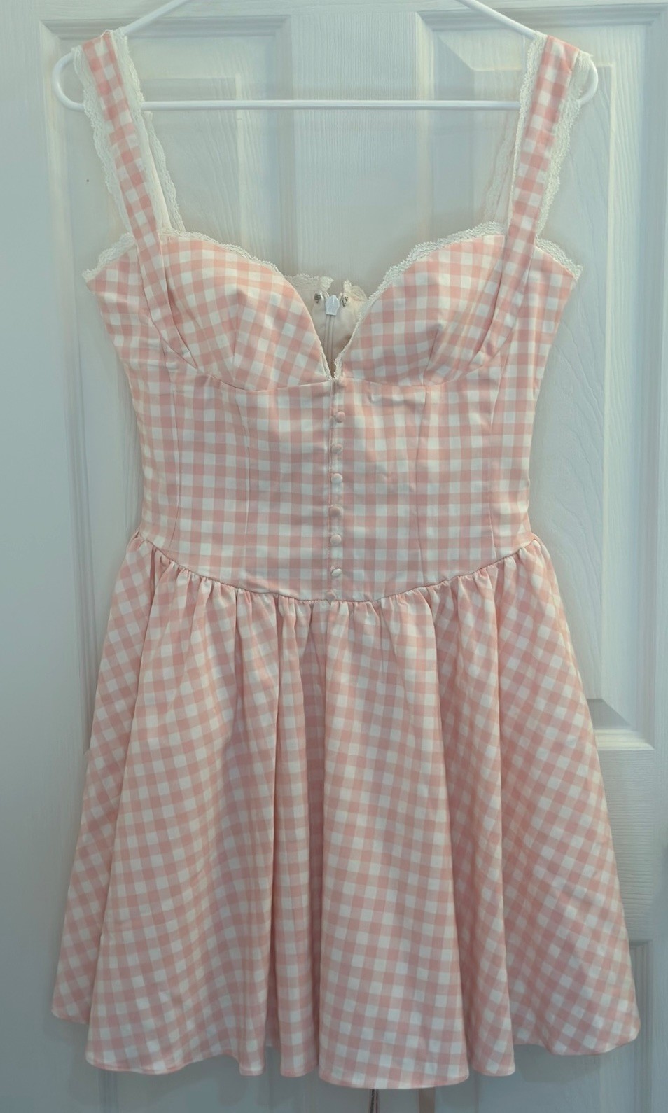 House Of Cb BRIGITTE Strawberry Shortcake Gingham Corset Mini Dress Size Medium