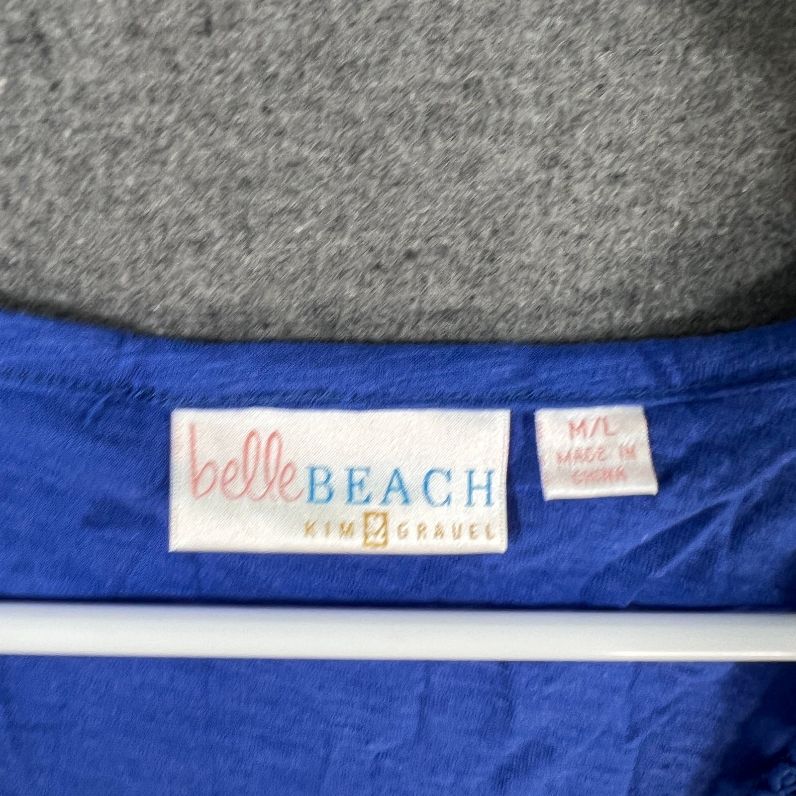 Belle Beach by Kim Gravel Regular Slub Knit Tie Front Cove Blue Dazzle, M/L