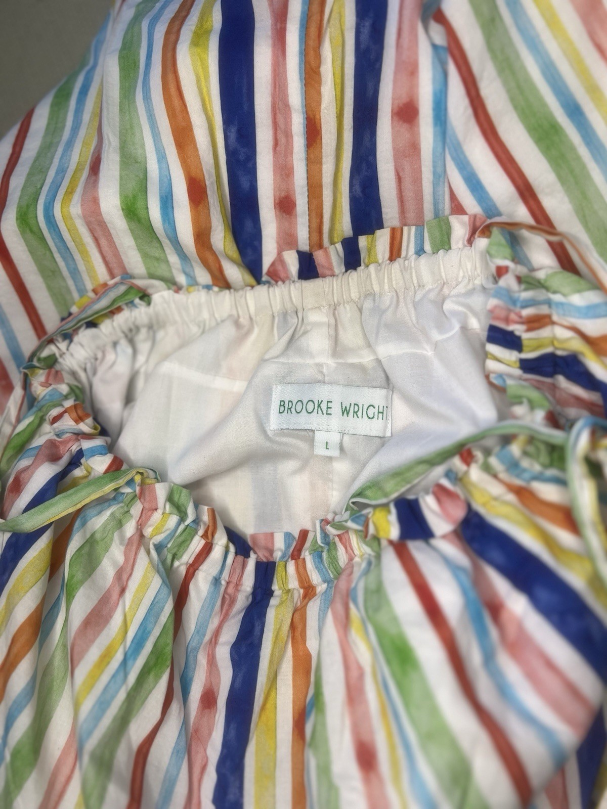 Brooke Wright Designer Dress Size Large. Beachwear Vacation Tie Straps Striped