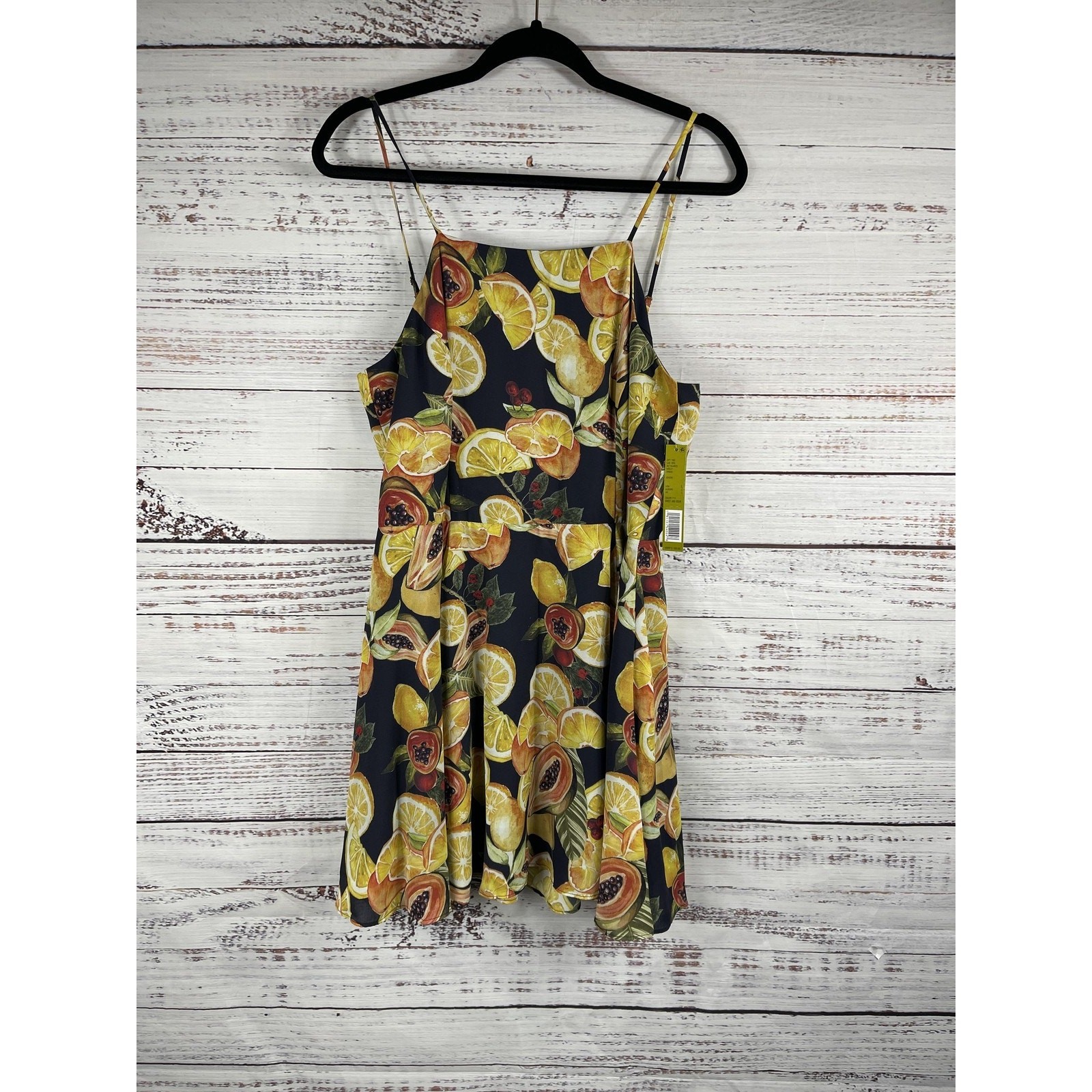 Gianni Bini Dress Women’s SZ L Sweet and Sour Lemon Fruit Print Summer Sundress