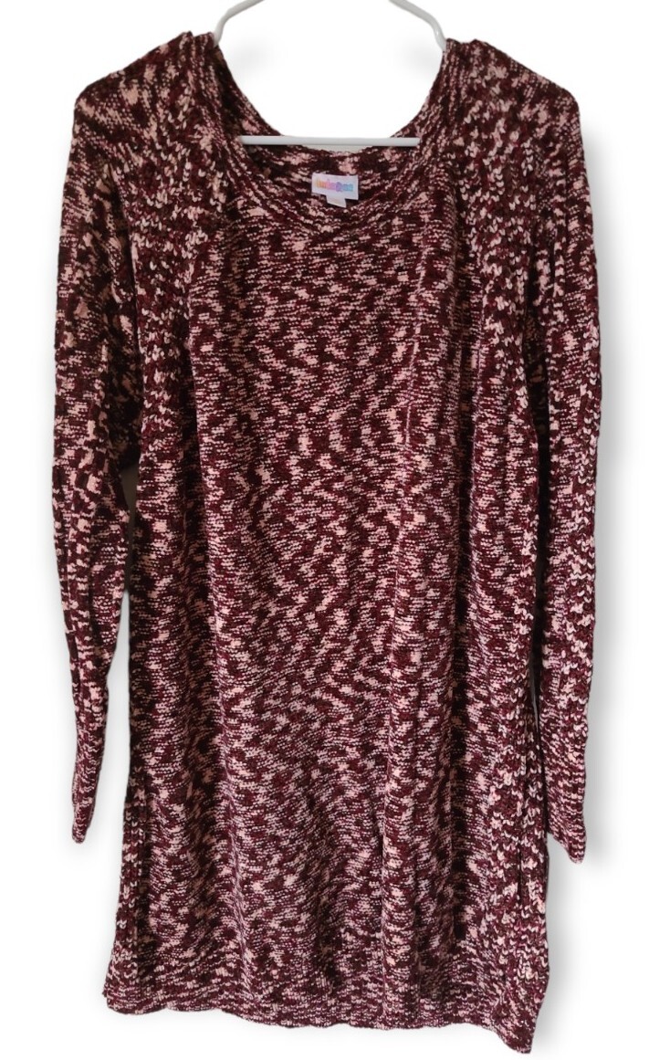 Lularoe Heathered Small Lauren Chenille Sweater Dress Long Sleeved Red Pink NEW!