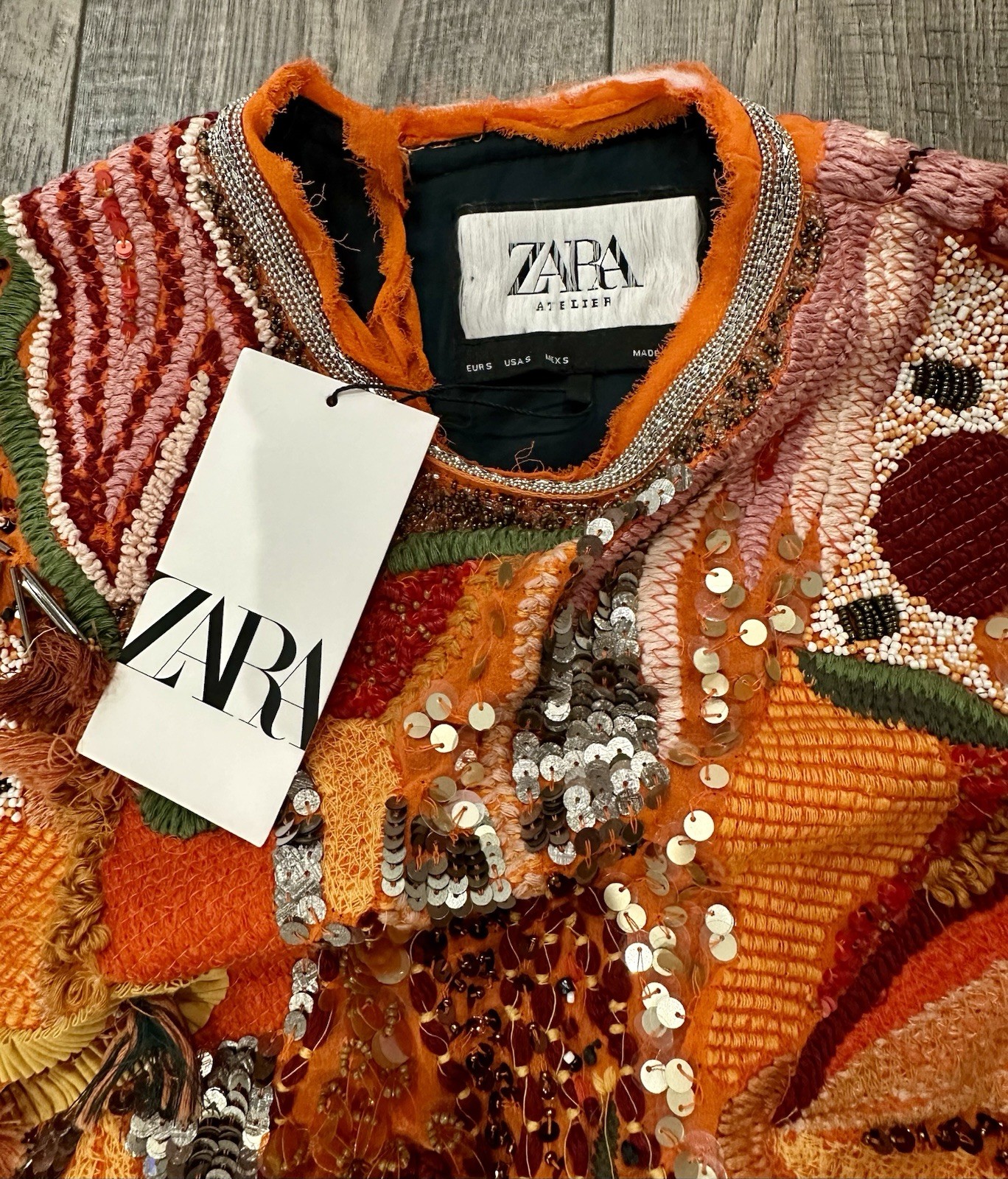 ZARA ATELIER BEADED DRESS LIMITED EDITION ORANGE NWT Size Small