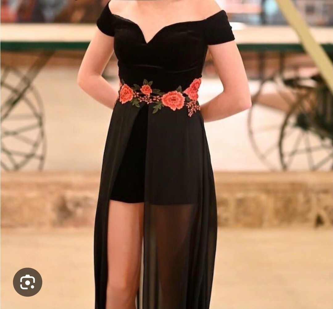 Vtg B. Darlin Romper Gown Juniors 7/8 Velvet Embroidered Whimsigoth Chic Prom