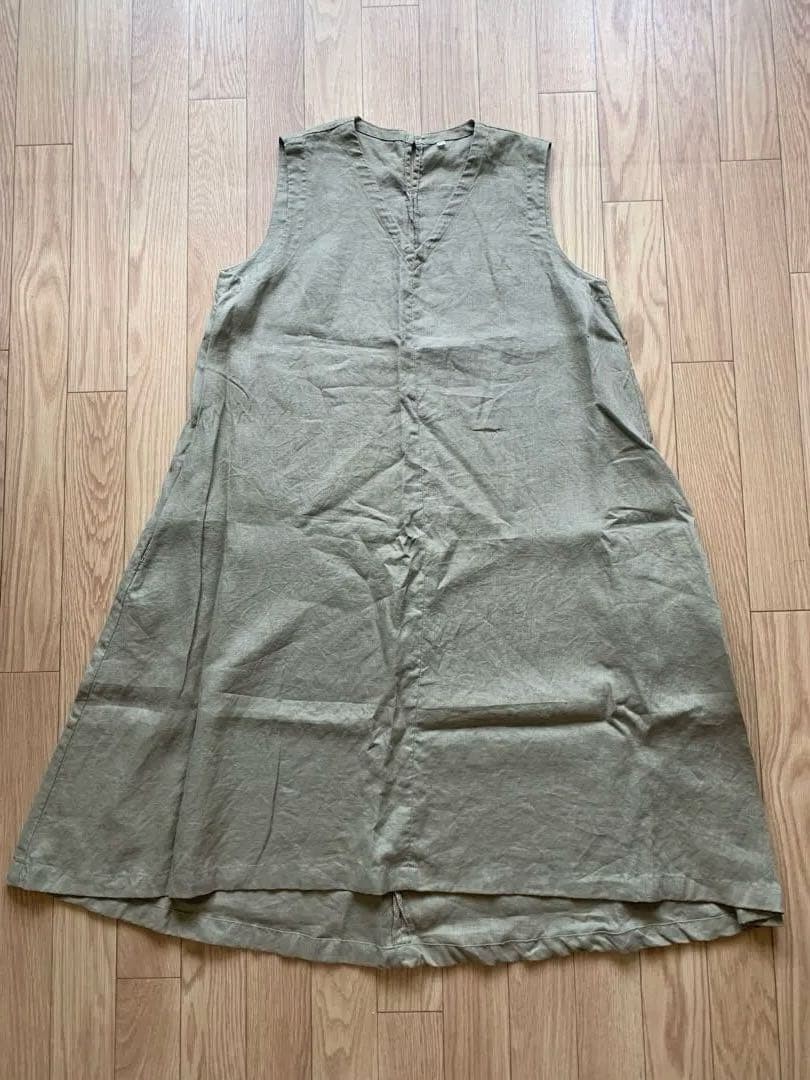 MUJI Linen Sleeveless Dress Khaki