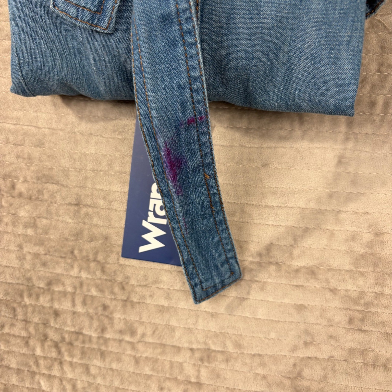 Wrangler Retro Premium Arizona Wildcats Denim Western Snap Shirt Dress Blue L
