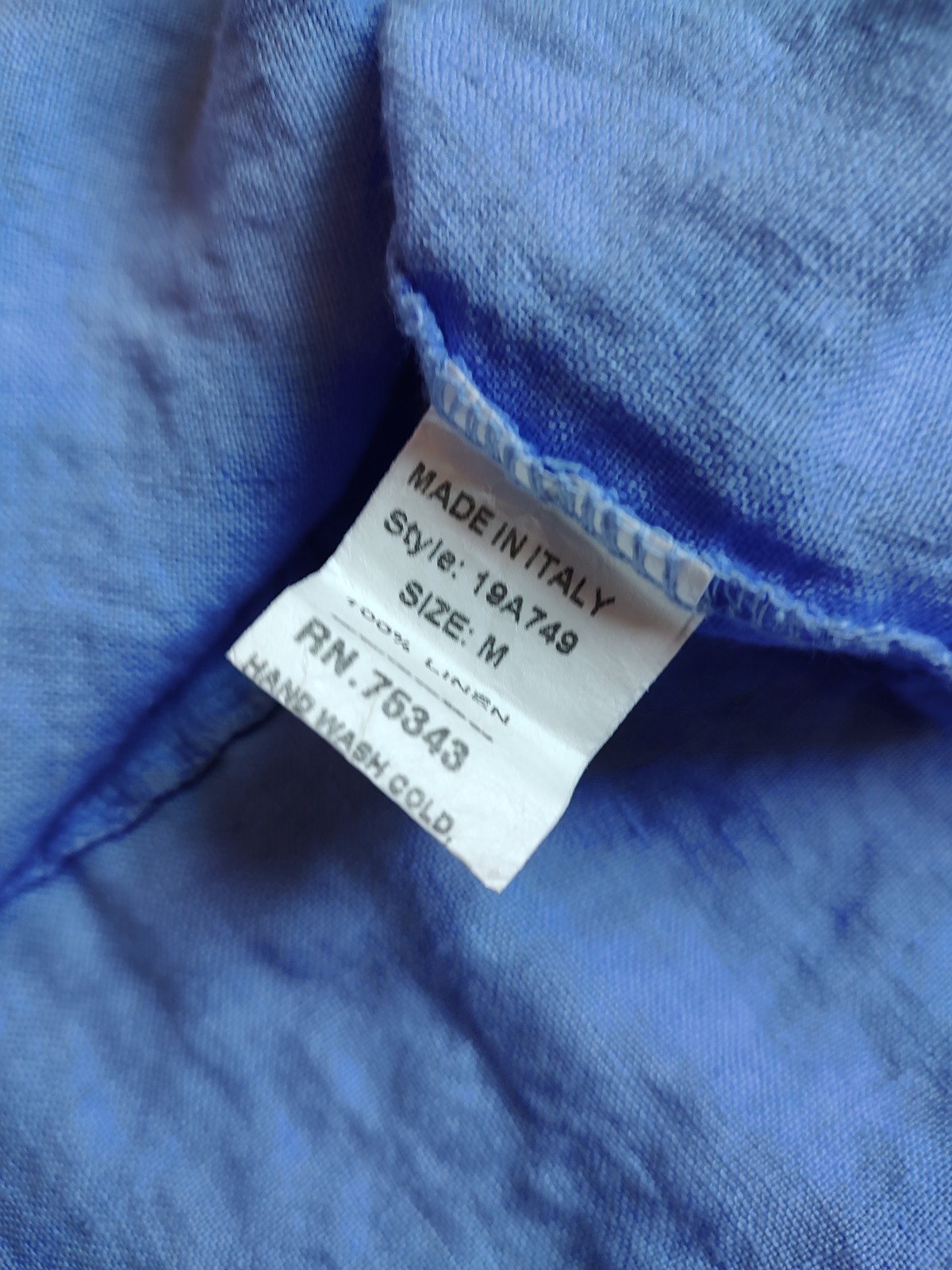 Francesca Bettini Midi Periwinkle Blue 100% Linen Dress Ruffle Hem V Neck Size M