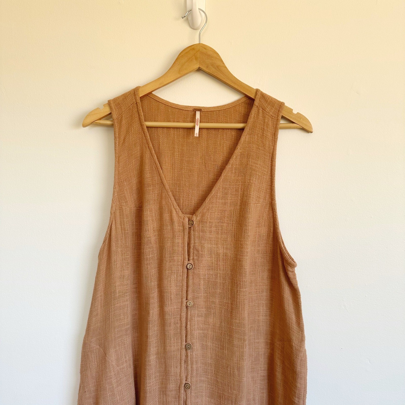 Free People Textured Cotton Button Down Ruffle Maxi Dress Medium Beach Cottage
