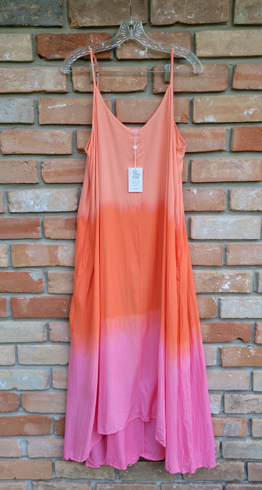 NWT Mud Pie Women’s Malone Tie Dye Maxi Pink Dress Sz Large Pockets *Read*