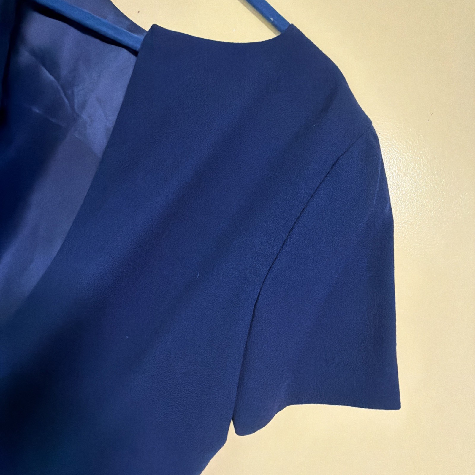 Talbots Linen Blend BLUE Dress Size 16 Short Sleeve Lined Conservative preowned