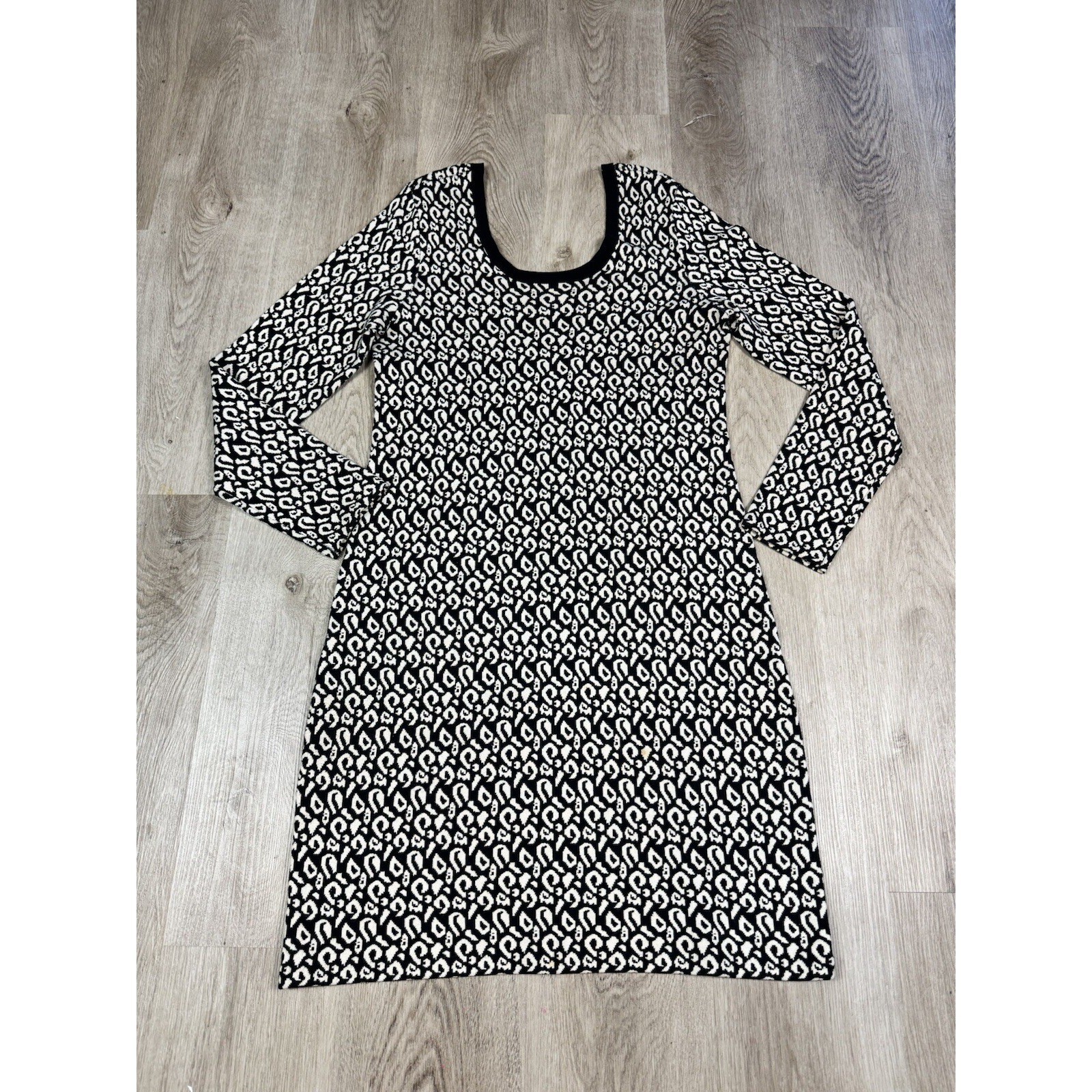 BANANA REPUBLIC Sweater Dress Womens XL Leopard Print Jacquard Bodycon Stretch