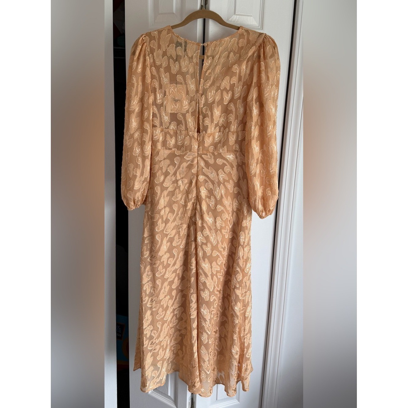 Hello Molly Gold Floral Jacquard Midi Dress NWT