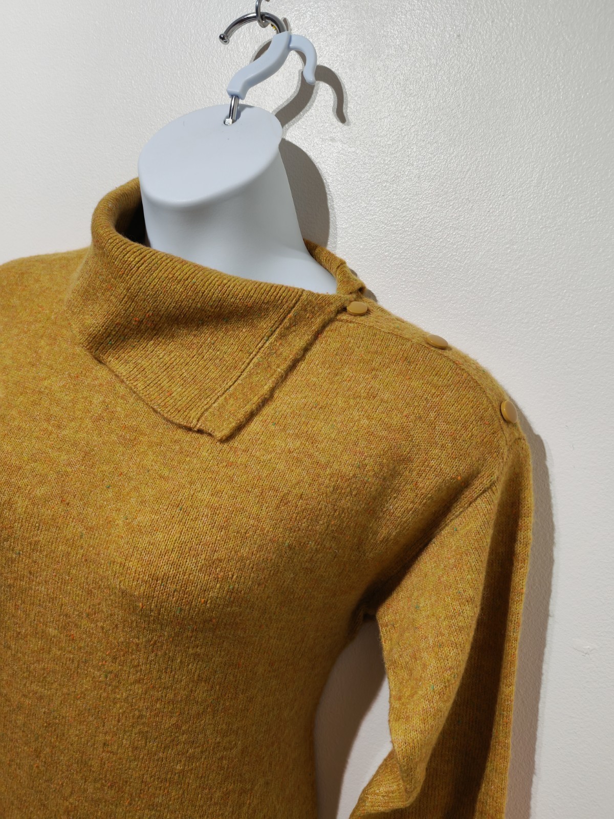 Monsoon mustard yellow brown knitted jumper dress M 14