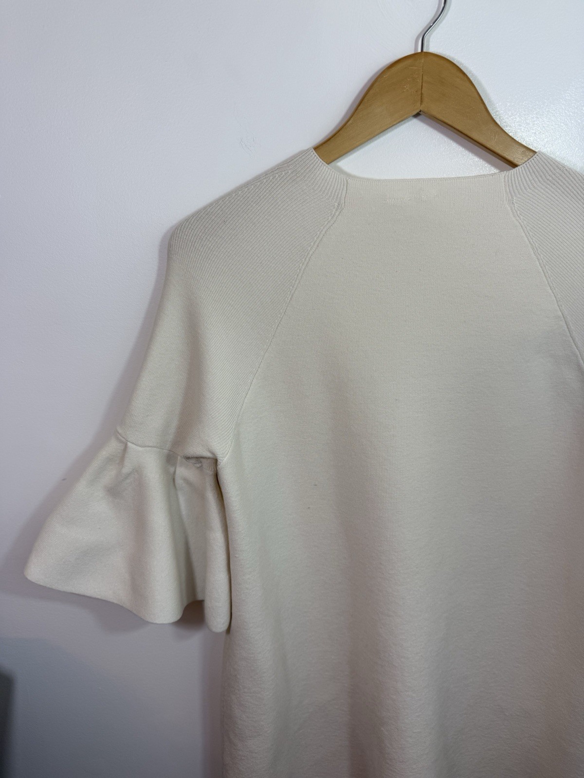 Moth Anthropologie Chester Dress Medium Ivory Off White Sweater Bell Sleeve