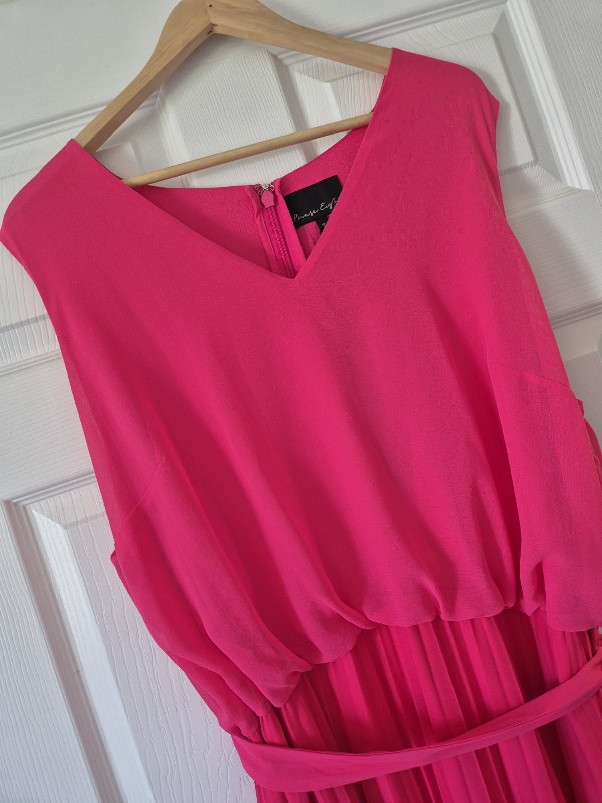 Phase Eight Pink/Red Ombre Piper Dress, Occasion Pleated Maxi, Size 2XL NWTS