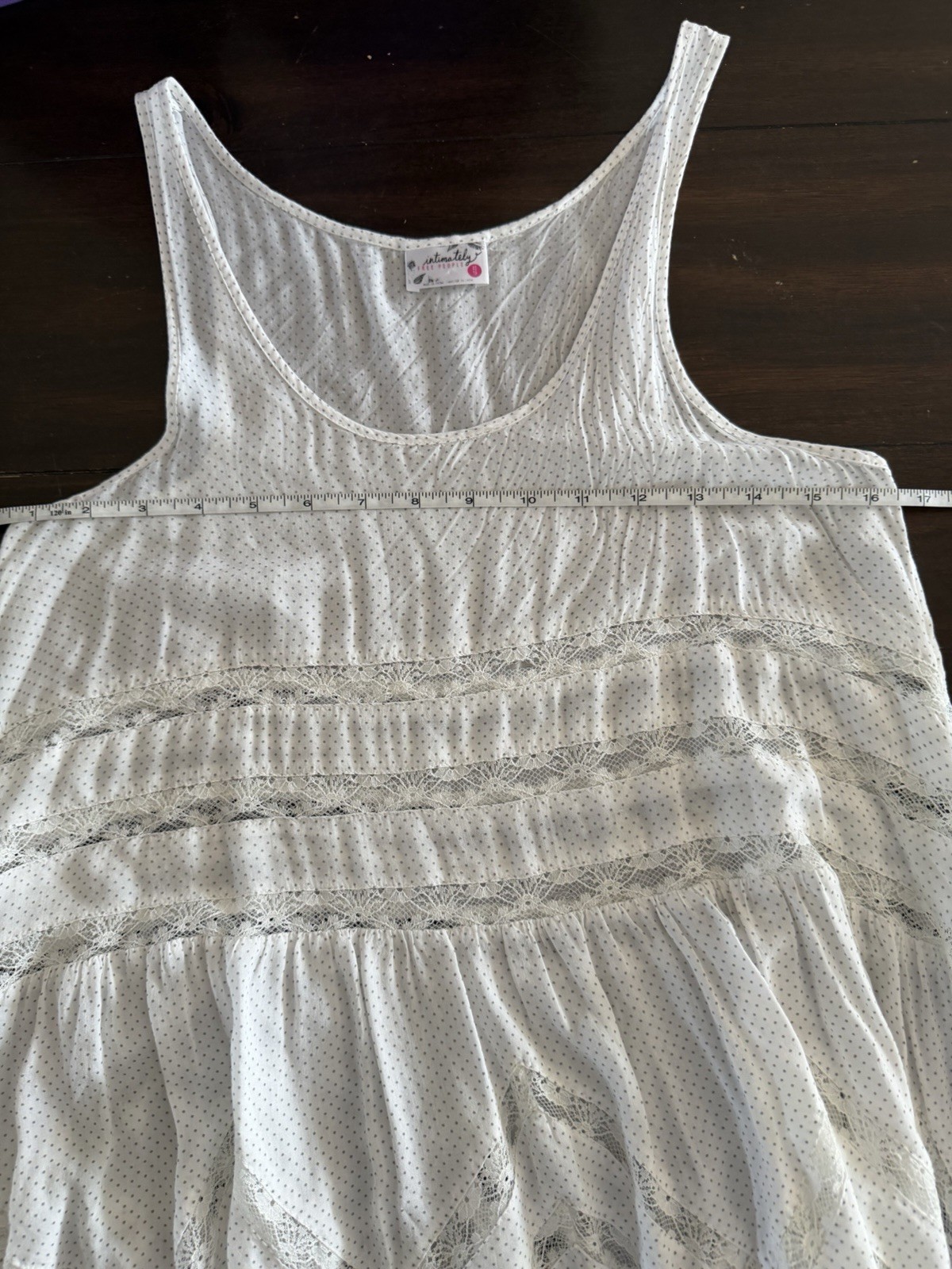 Intimately Free People XS Voile & Lace Polka Dot Sleeveless Slip Trapeze Dress