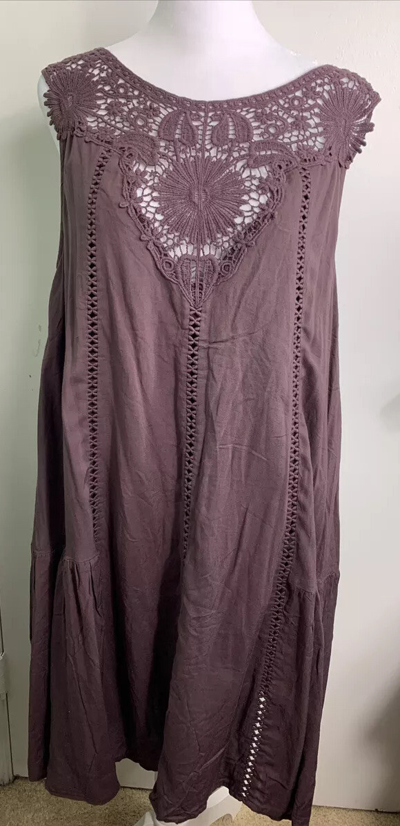New She + Sky Lined Size L Lined Purple Boho Casual Spring Fairy Dress NWT