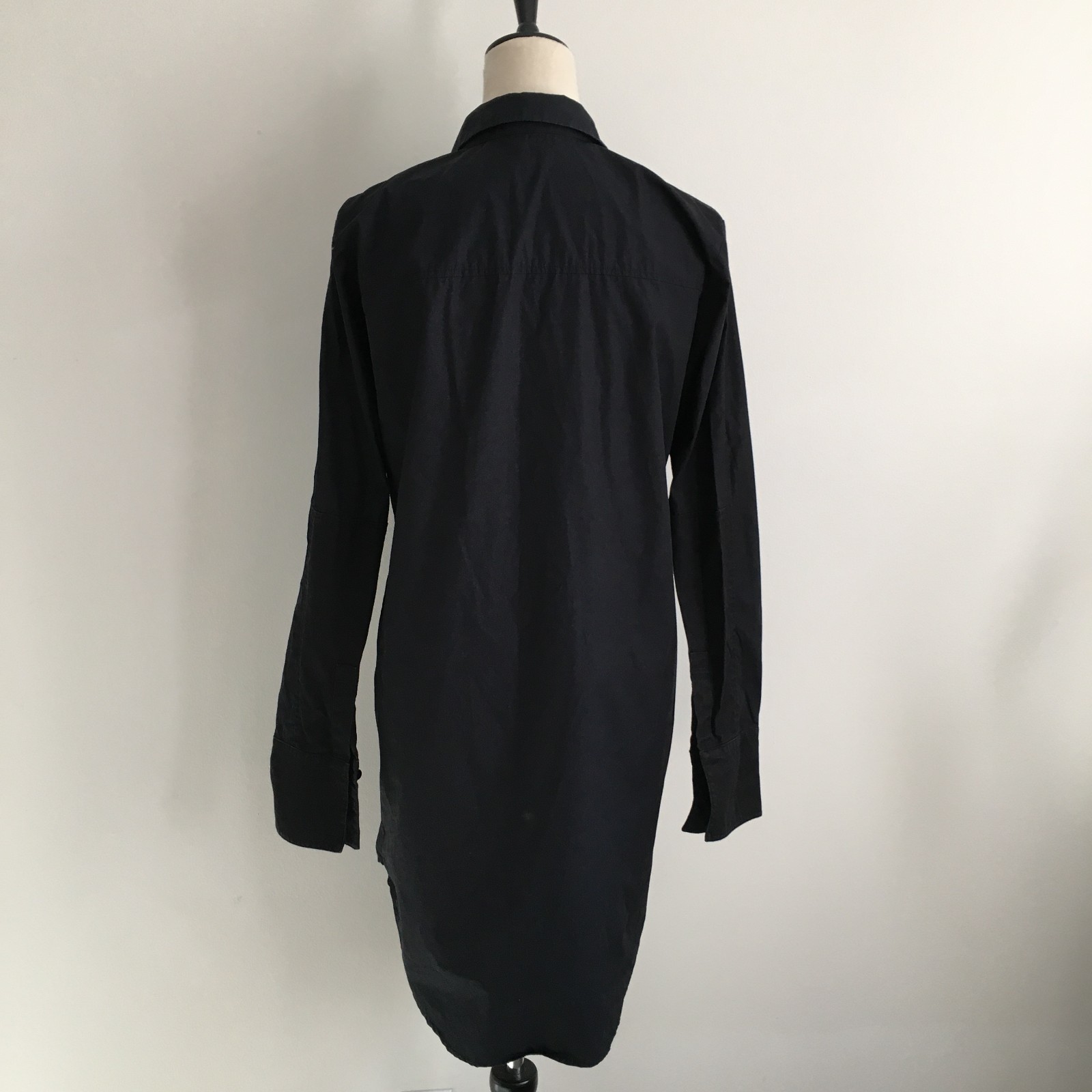 T by ALEXANDER WANG Black Rounded Hem Hidden Button Shirt Dress Womens sz Medium