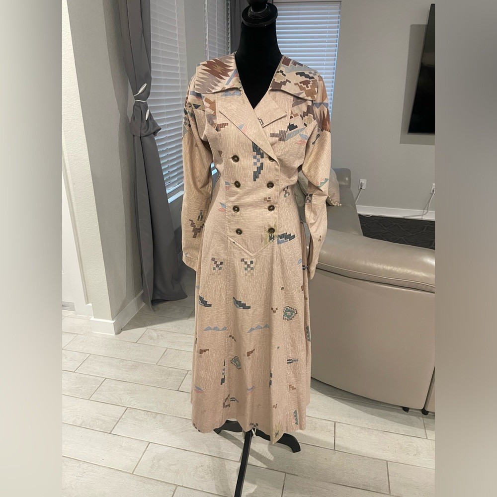 RARE Vintage Liz E Parker Western Prairie Texas Made trench dress US 6