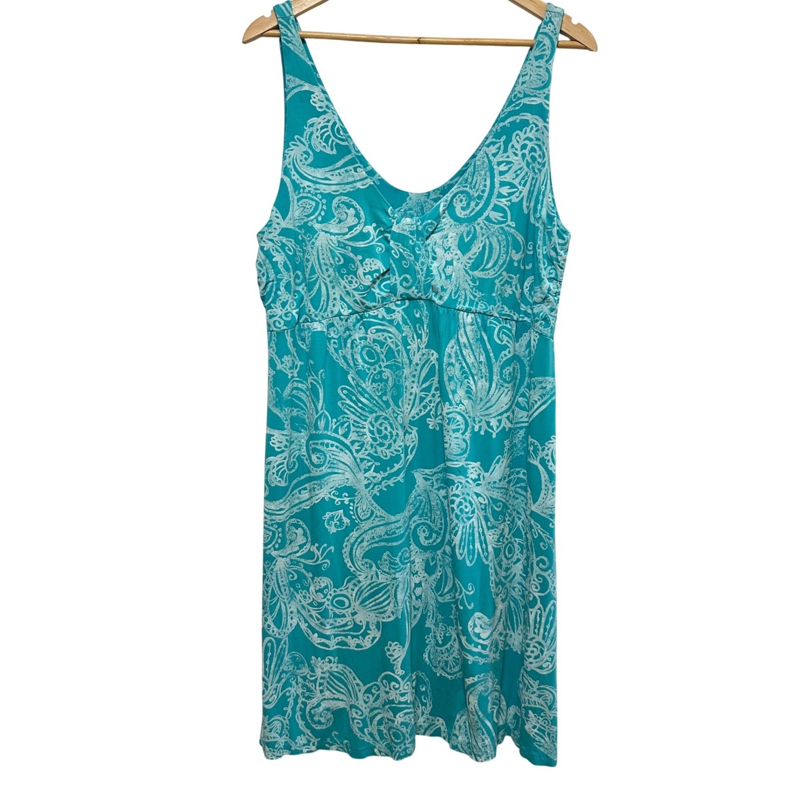 Fresh Produce Dress Women XL Blue Paisley Sleeveless V-Neck Cotton Casual Summer