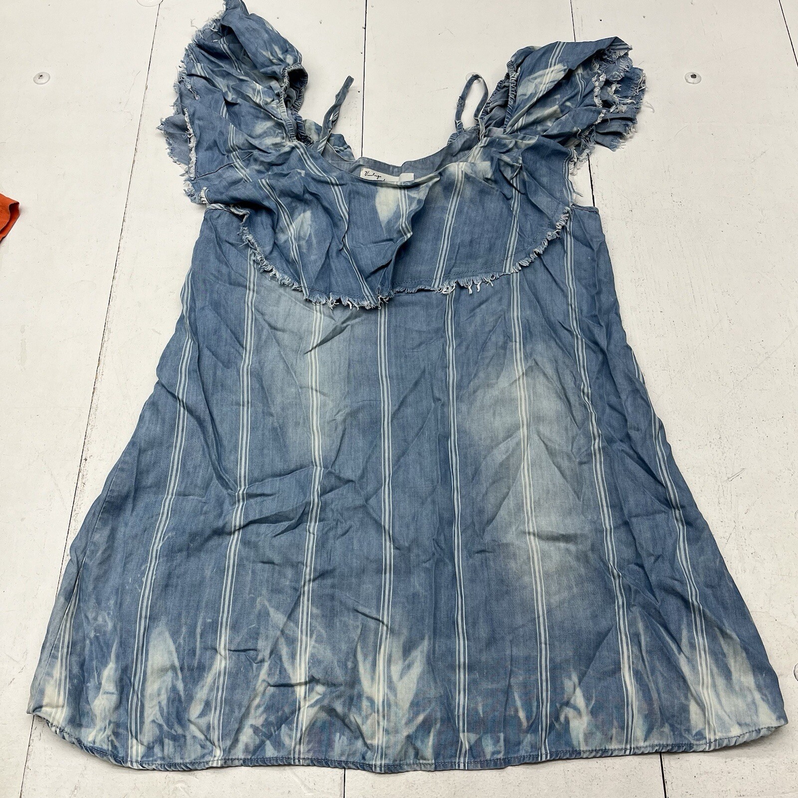 Vintage Havana Blue Chambray Cold Shoulder Short Dress Women’s Size Large