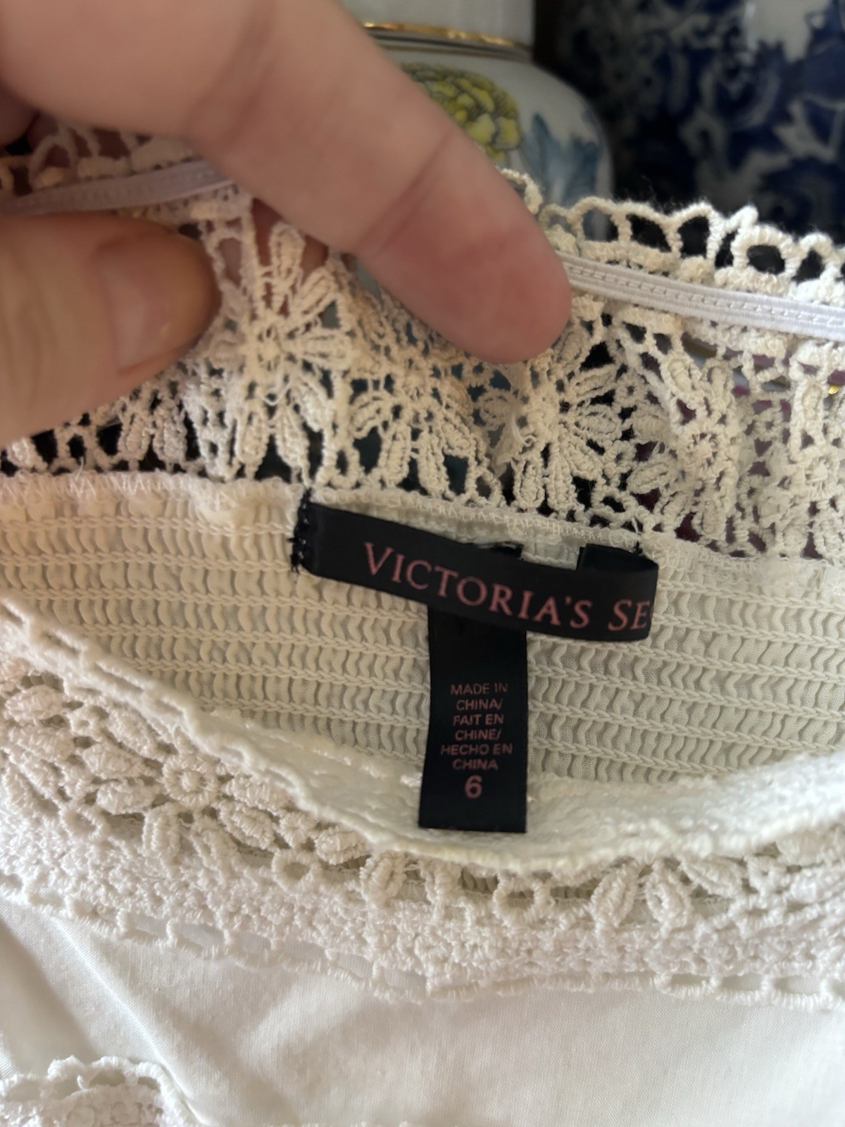 Victoria’s Secret White Lace Square-Neck Mini Dress, Sz 6