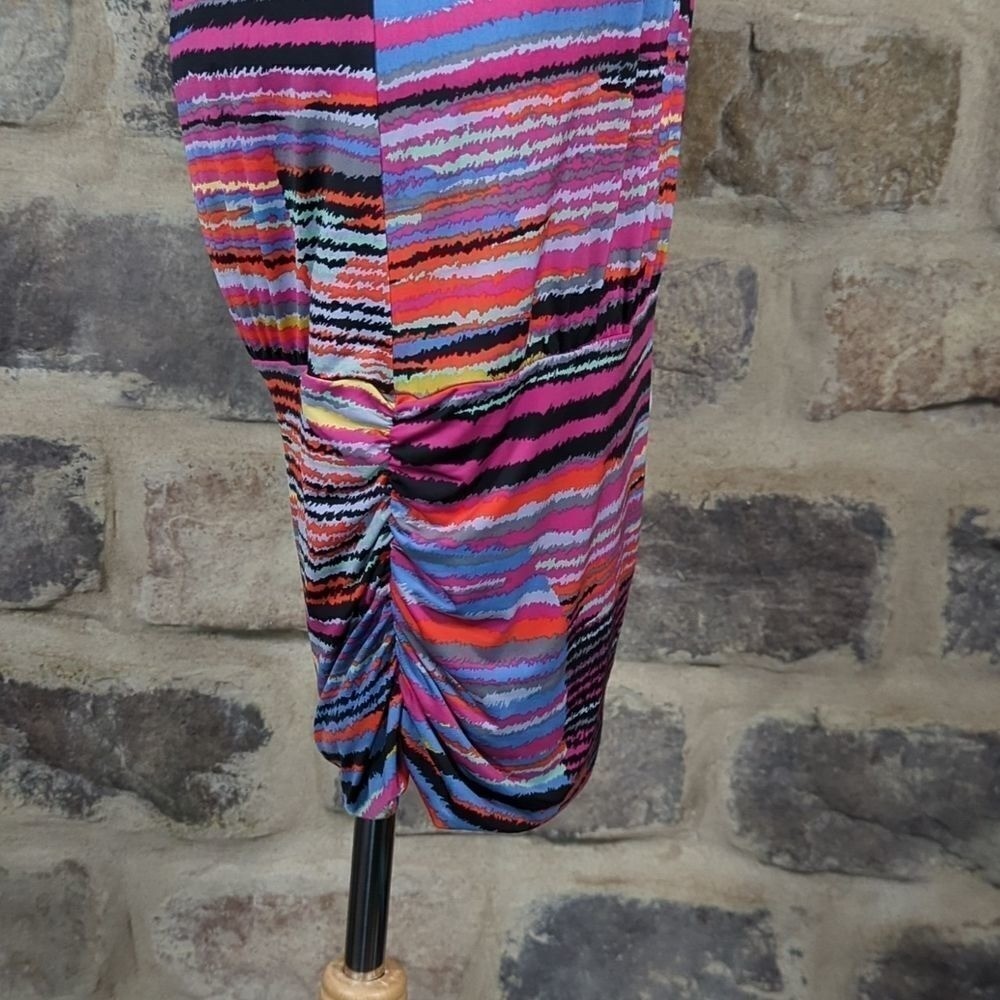 BCBGMAXAZRIA Womens Multi Color Abstract Stripe Boat Neck Sheath Dress XS