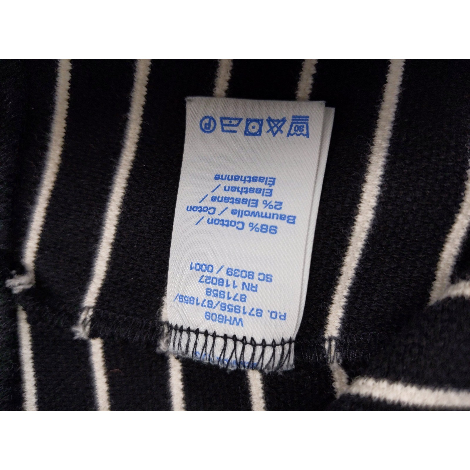 Boden Black White Stripe 3/4 Sleeve Fit Flare Dress US 8R